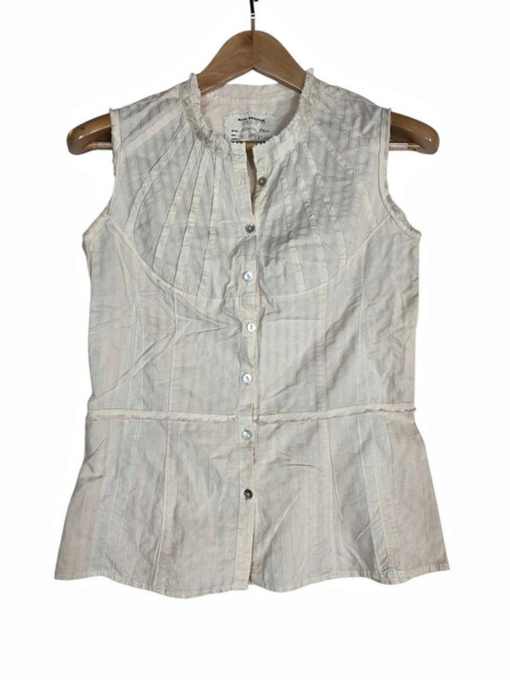Gary Graham Raw Hem Button-down Striped Blouse in White Size 6